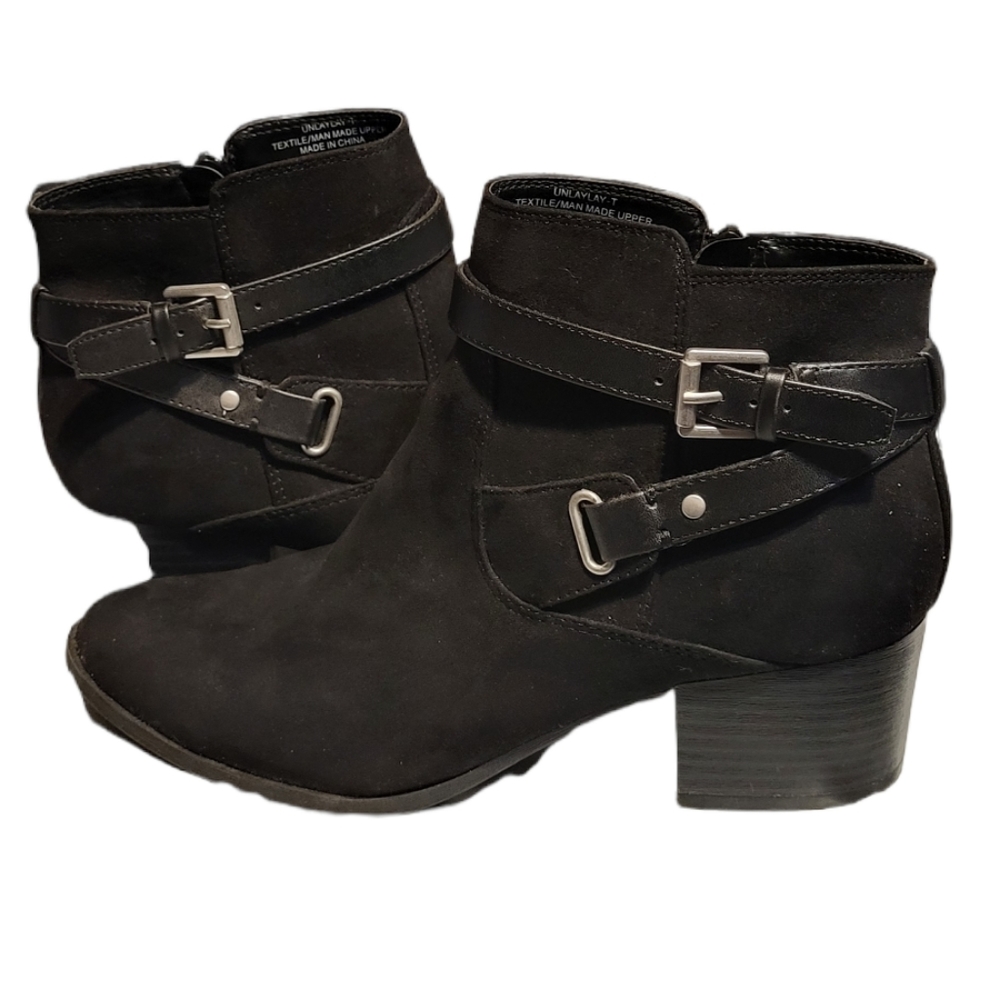 Unisa Black Booties Size 8 Manmade Textile Suede Like Upper